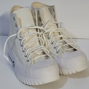 Converse Cream and White High-Top Sneakers
